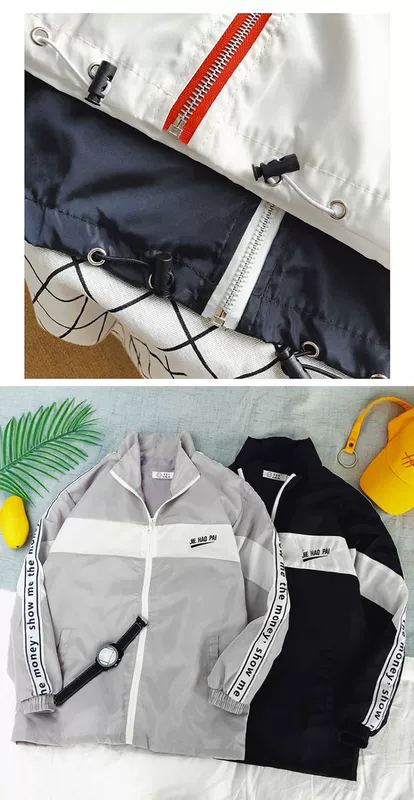 Chic áo khoác phong cách Hàn Quốc nam phiên bản Hàn Quốc in siêu lửa áo khoác đại học gió hoang sinh viên cổng gió lỏng bf Harajuku