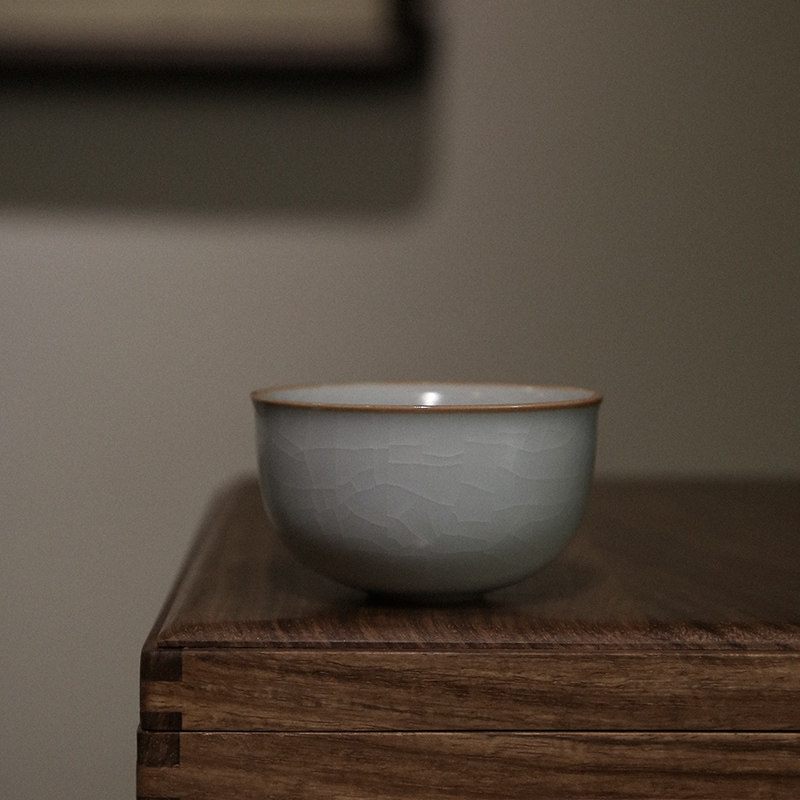 If Yamahara mine Manau enters glazed artisanal Ru kilo tea cup chicken cylinder cup ceramic power tea with tea tasting cup sub-open sheet