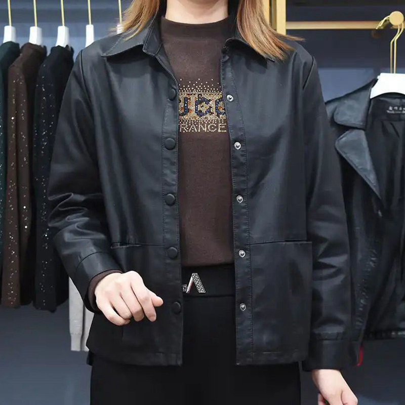 2026 Spring and Autumn Short Leather Jacket for Women, Korean Style, Loose Fit, Plus Size, Versatile Biker Leather Jacket, Stylish Pu Coat 2026 Spring and Autumn Short Leather Jacket for Women, Korean Style, Loose Fit, Plus Size, Versatile Biker Leather Jacket, Stylish Pu Coat