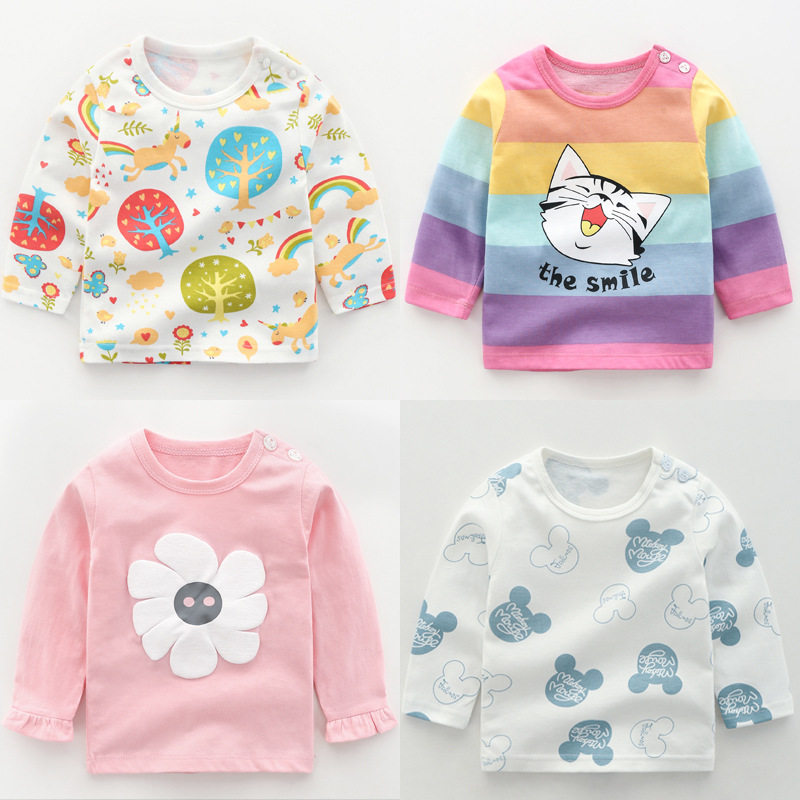 Spring-autumn children pure cotton inner lap coat long sleeve T-shirt male and female child baby casual cartoon autumn clothing blouses 2022 new