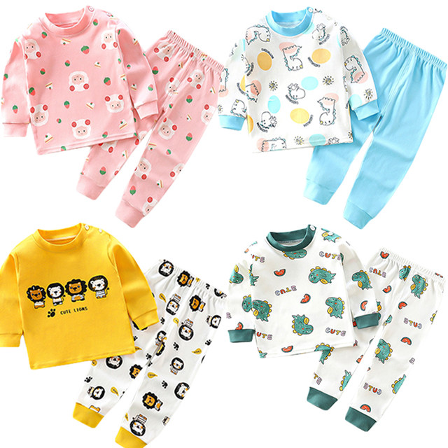 Children's autumn clothing set cotton baby underwear cotton sweater baby pajamas boys and girls home service autumn clothing long johns