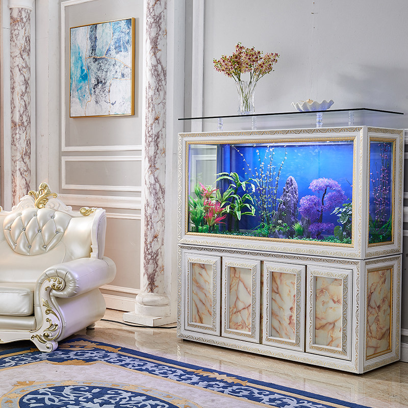 European fish tank bottom filter partition screen home living room water-free wall Ecological Red Dragon tank aquarium customization