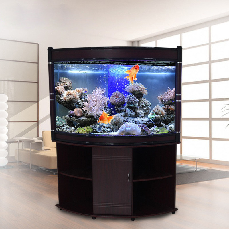 Triangle fan-shaped ecological fish tank aquarium corner triangle arc corner free water can be customized