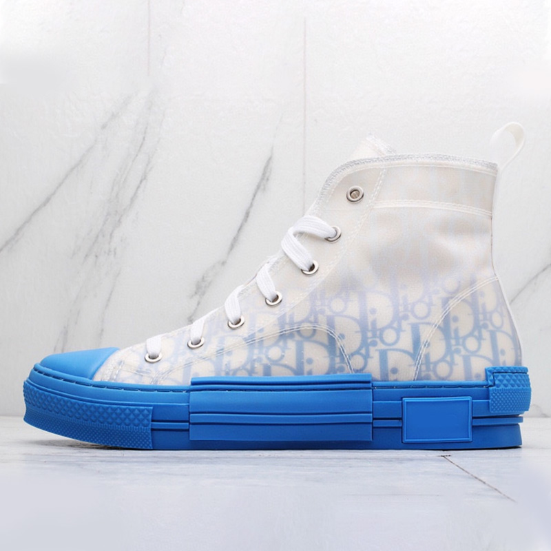 Light Blue High Helptop D home b23 Gao Bang canvas shoe male QIANJIAO Dior Graffiti Old flower letter gym shoes leisure time Low Gang skate shoes female