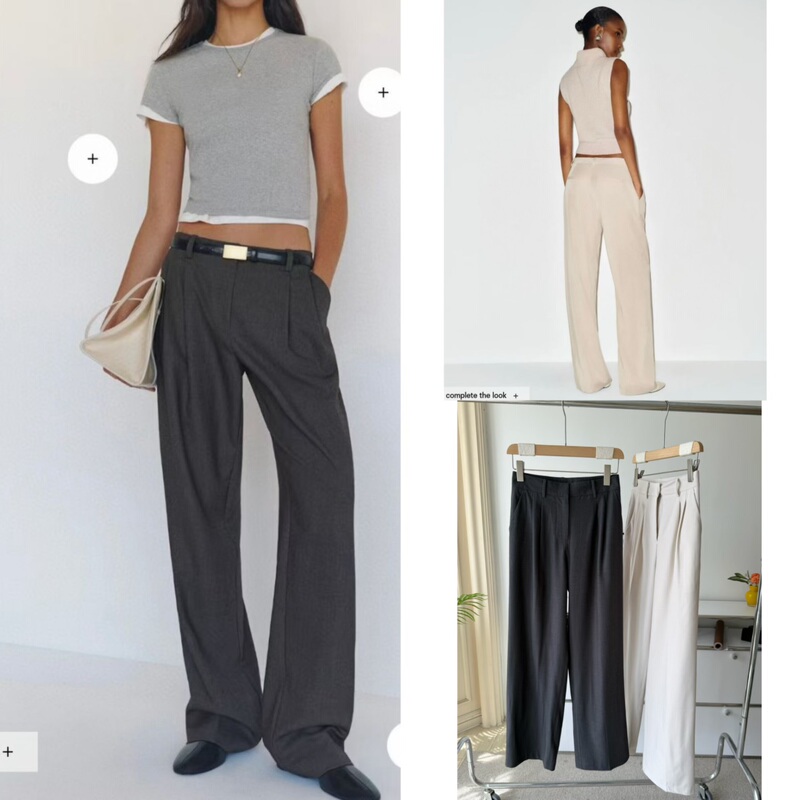 Luo Jingjing Ref Elegant and Stylish Faux Wool Straight Wide-Leg Pants Y9686 Luo Jingjing Ref Elegant and Stylish Faux Wool Straight Wide-Leg Pants Y9686