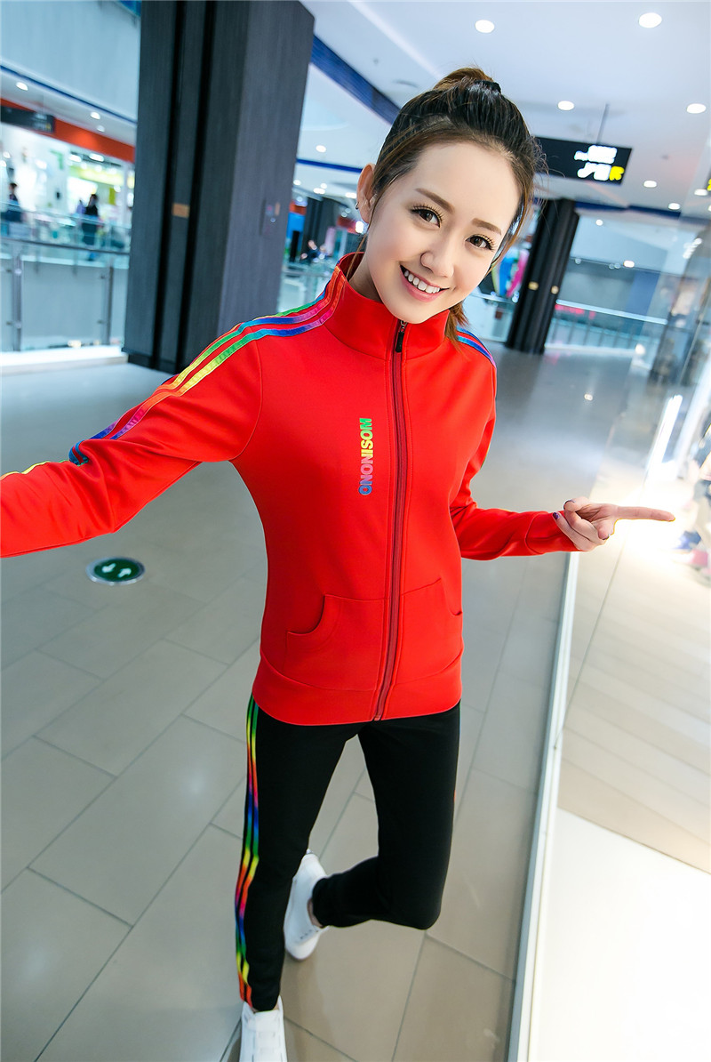 Bộ đồ thể thao giản dị nữ 2018 xuân hè mới thời trang Hàn Quốc chạy bộ đồ thể thao áo len size rộng hai bộ thủy triều kiểu áo sơ mi nữ