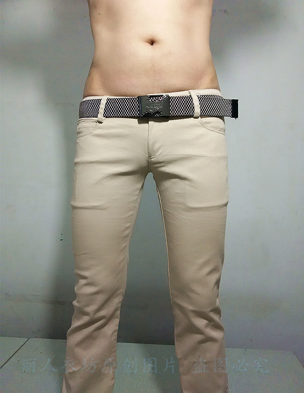 Casual Mid-Low Waist Trousers for Men, Slim Straight Fit, All-Cotton, Stretchy, Black/White/Khaki, Low-Rise, Fashionable and Trendy New Style