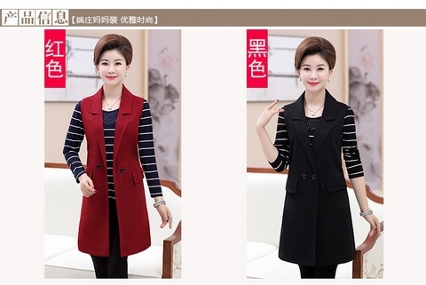 Mùa xuân mới trung niên của phụ nữ áo vest dài của phụ nữ áo không tay trench áo trung niên mẹ tải áo 30-45 tuổi váy cho người trung niên