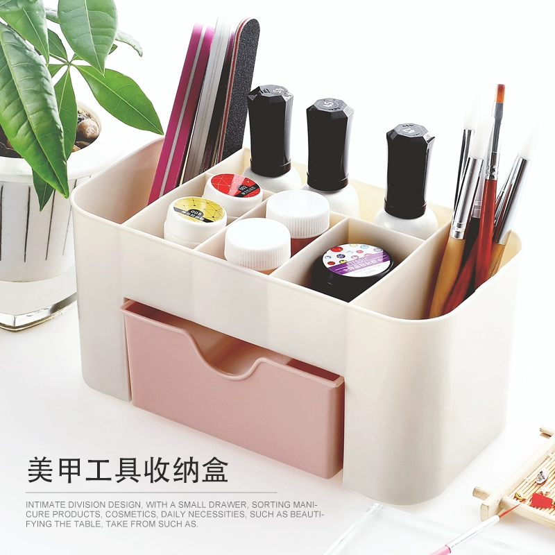 Nail Toolbox Cotton Pad Pen Trang sức Hộp lưu trữ Máy tính để bàn Hoàn thiện Nhiều lớp Bút Chủ Nail Hộp lưu trữ Hộp công cụ - Công cụ Nail