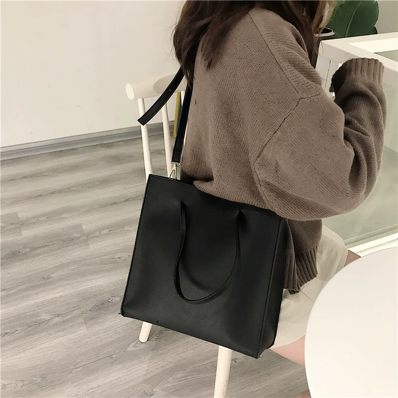 2019 phiên bản Hàn Quốc mùa xuân hoang dã chéo chéo túi khí giản dị công suất lớn túi màu rắn vai túi đơn giản - Túi xách nữ
