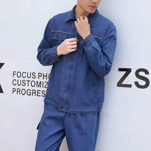 Тонкая джинсовая летняя одежда, износостойкий хлопковый летний комбинезон, защита от ожогов