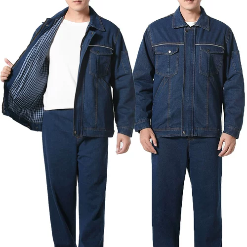 Джинсовый износостойкий комплект для работы, рабочая одежда, увеличенная толщина, защита от ожогов