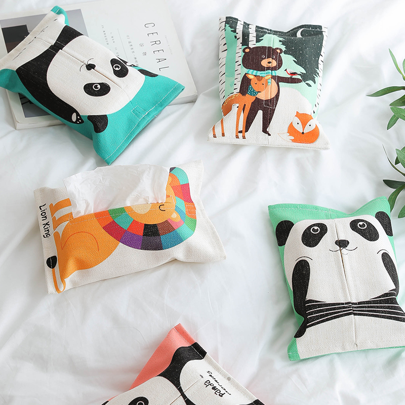 Paper Towels Cute Nordic Ins pneumatic Things Cotton Hemp Cartoon Napkins Paper Bag Tissue Bag Removable Toilet Paper Box Extractable Toilet Paper Bag