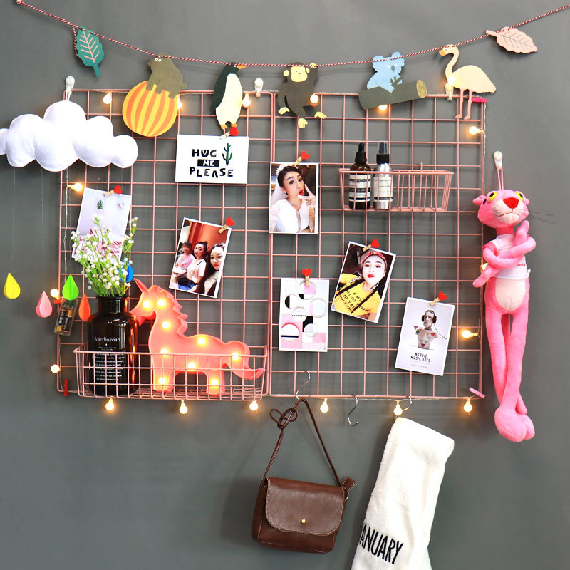 Snow love flower hanging cloth with ins grid photo wall decoration Photo wall Girl heart dormitory room decoration hanging