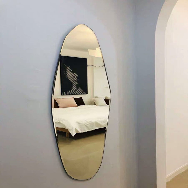Willpower minimalist full body mirror creative home bedroom wall-mounted full-body mirror Alien light lavish clothing shop full body mirror-free