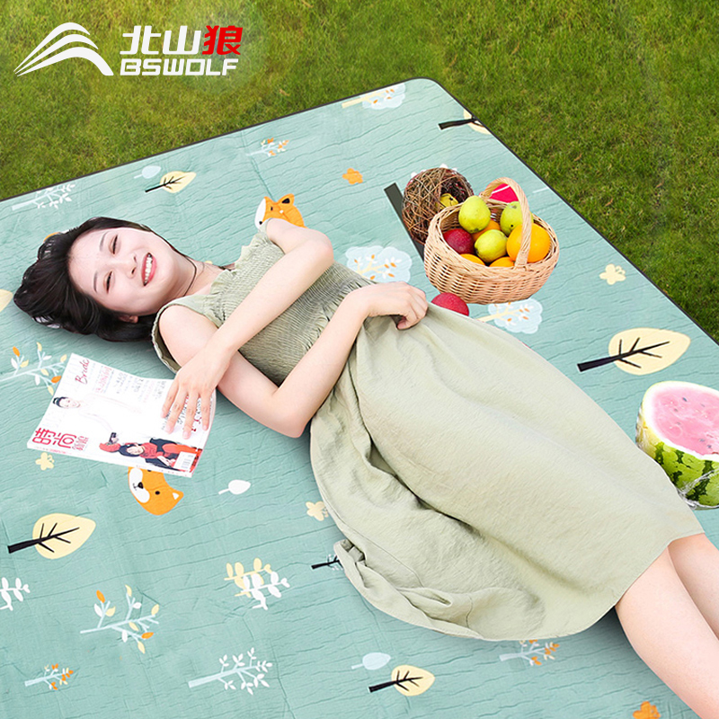 North Mountain Wolf Pearl Thickened Widened Cotton Flocking Picnic Mat Anti-Tide Mat Outdoor Out Camping Camping Tent Mat