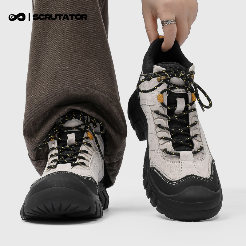 Observer High-Top Martin Boots for Men, Outdoor Workwear Hiking and Mountaineering Shoes, Spring and Summer Height-Increasing Genuine Leather Retro Sneakers