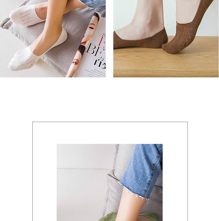 Mùa hè vớ nữ tre sợi nông miệng phụ nữ vớ chống trượt silicone bông vô hình vớ vớ đậu Hà Lan giày đơn vớ hộp vớ quà tặng cho nam