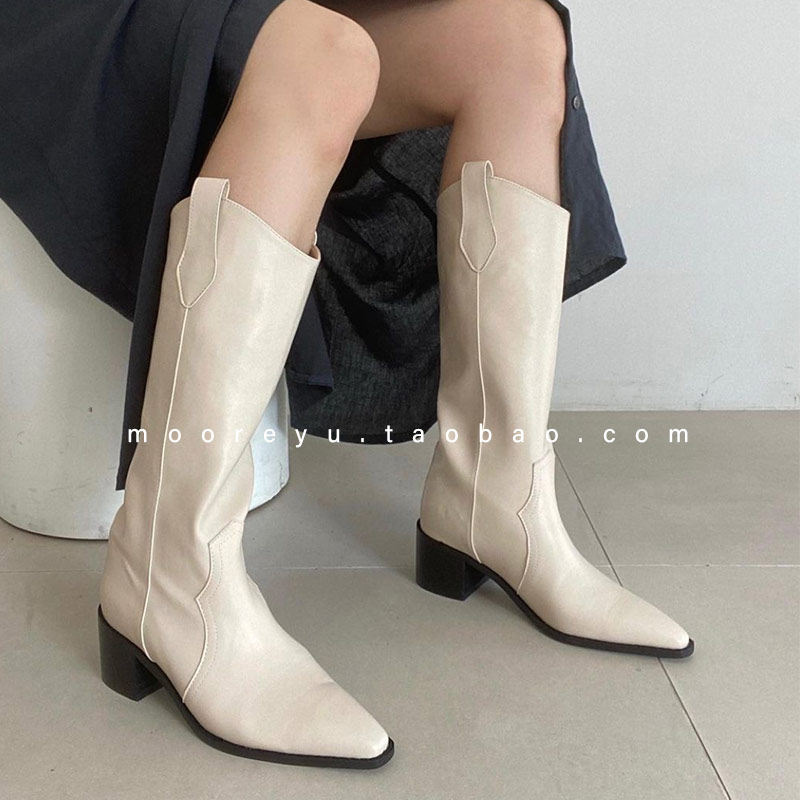 South Korea Dongdaemun women's shoes thin boots women's tall pointed sleeve thick heel but knee riding boots long tube tide