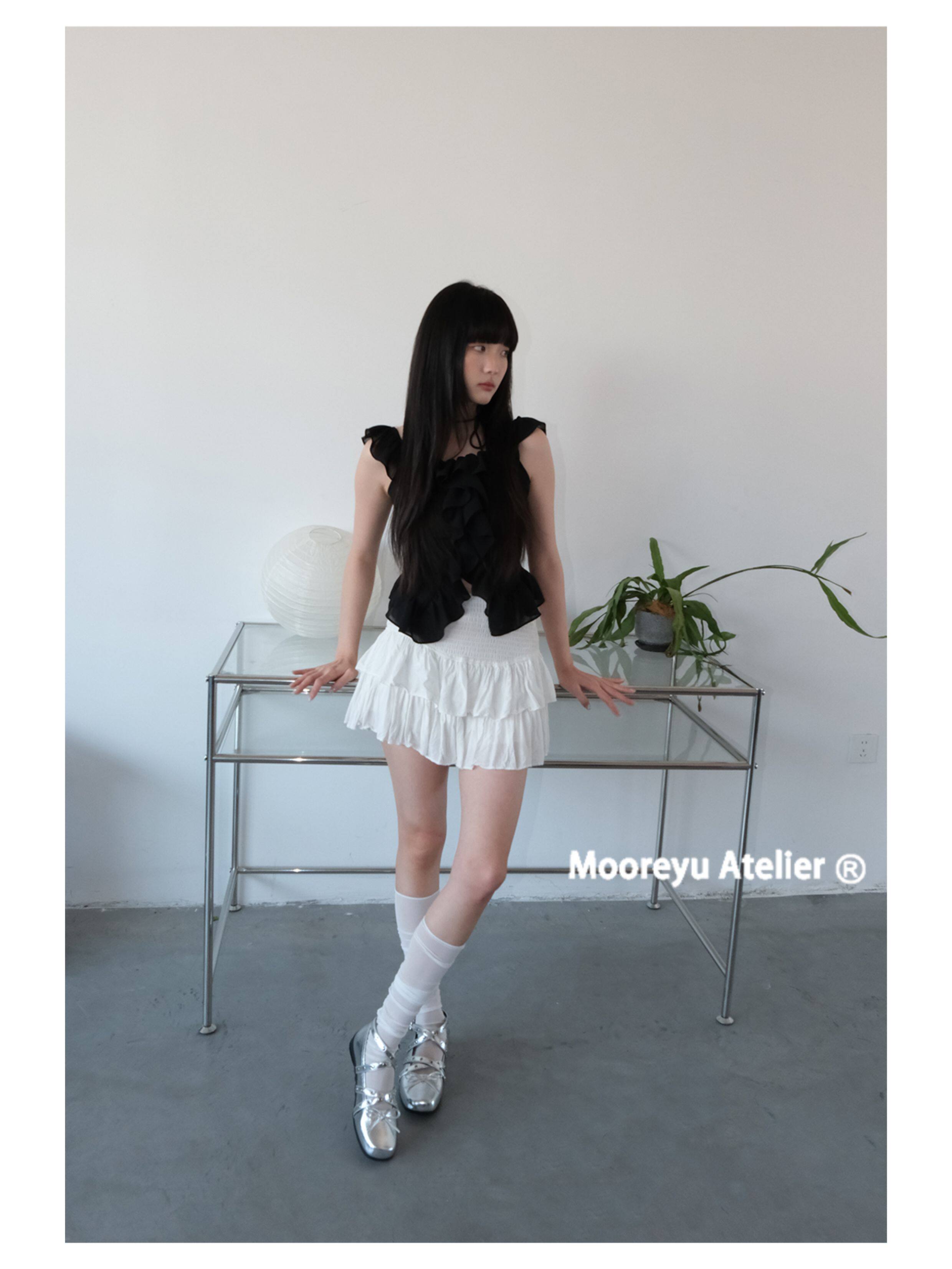Mooreyu Leather Bow Ballet Flat