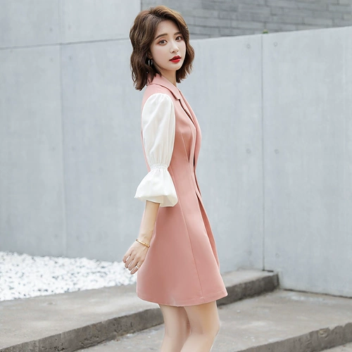 Весеннее платье, приталенный корсет, фонарь, длинная юбка, по фигуре, подходит для подростков, средней длины