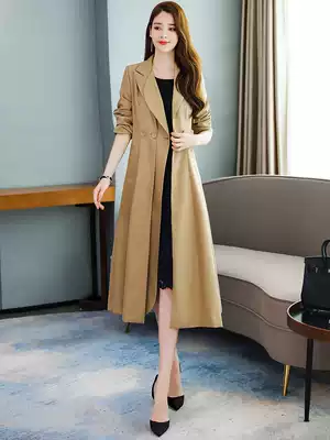 Windbreaker women's medium and long version 2021 new women's spring and autumn fashion Western temperament over-the-knee long version of the coat jacket