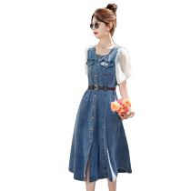 Tencel denim dress for women European goods 2024 summer new style high-end temperament waist slimming small fragrant skirt