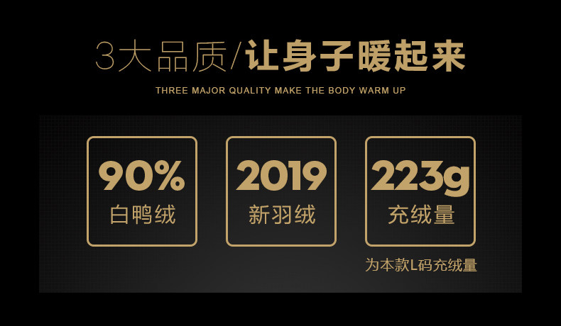 高梵 男士加厚加绒中长款羽绒服 90%含绒量 图2