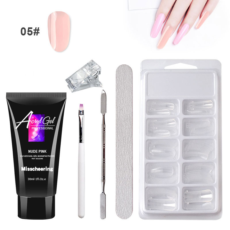 Extender Set 05 × Nude & Pink & 30MlQuick   Building   Gel   Set   Slip   Solution   Brush   Tips   Kit   Nail   Ext