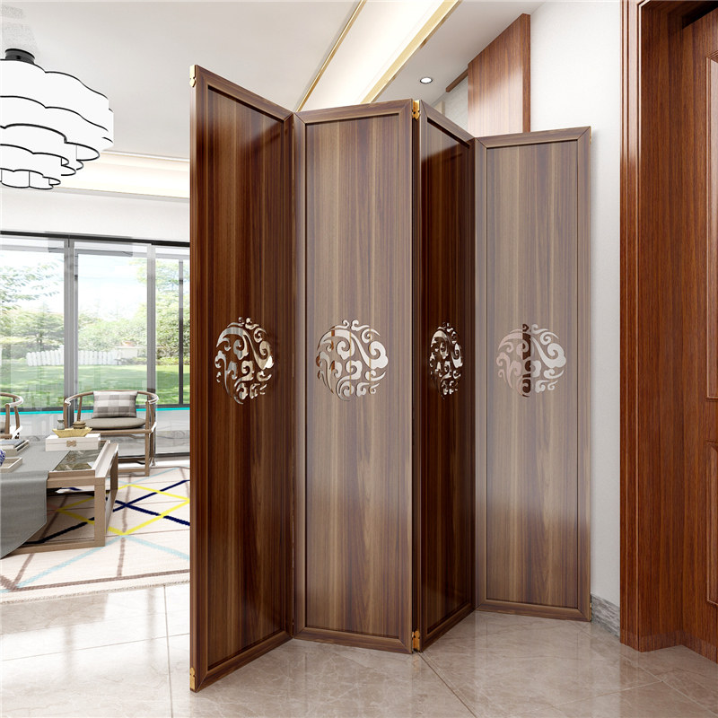 Screen partition living room folding mobile modern Chinese porch living room bedroom screen wall solid wood office decoration