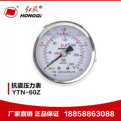 Factory Direct Red Flag instrument shock-resistant shock-proof seismic pressure gauge YTN-60Z oil-filled pressure gauge