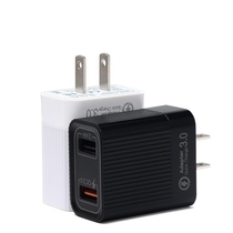 Dual port QC3 0 mobile phone charger Dual USB US standard fast charging charger QC3 0 2 4A charging head 30W