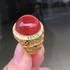Wassily made oxblood red ring, 18k gold with large diamonds, 18 rings with rich color, solid color naked surface