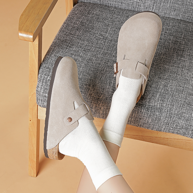 Tt&Mm/Toms Birkenstock Shoes for Women, Versatile Summer New Style, Closed-Toe Clogs with Genuine Cork Soft Soles, Couple's Shoes