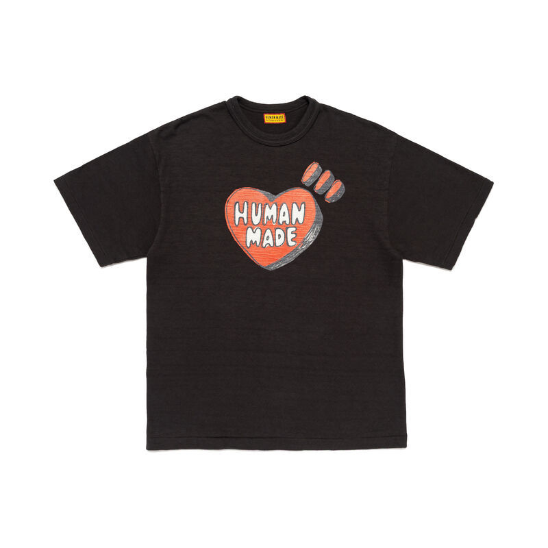 Human Made Ss26 Heart-Shaped Pattern Printed Round Neck Comfortable Short-Sleeved T-Shirt, Same Style for Men and Women