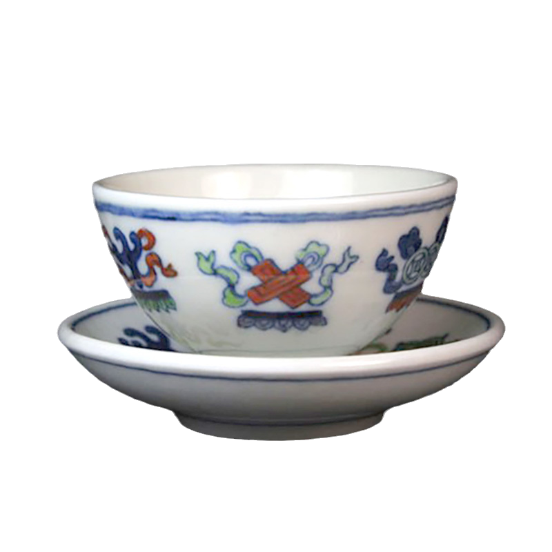 Li Cunren Cunnjen Hall Imitation Ancient Hand Painted Bucket Color Eight-treasure Tea Cup Group With Cup-Colored Drawing Cup Handmade