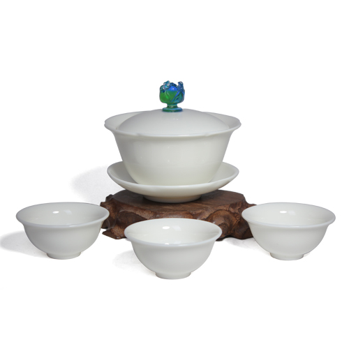 Existentchurch Glazed Ceramic Cover Bowl Tea Set 125ml Small Number 1 Cover Bowl 3 Cups Home Brief About 3 People Cover Cup Group