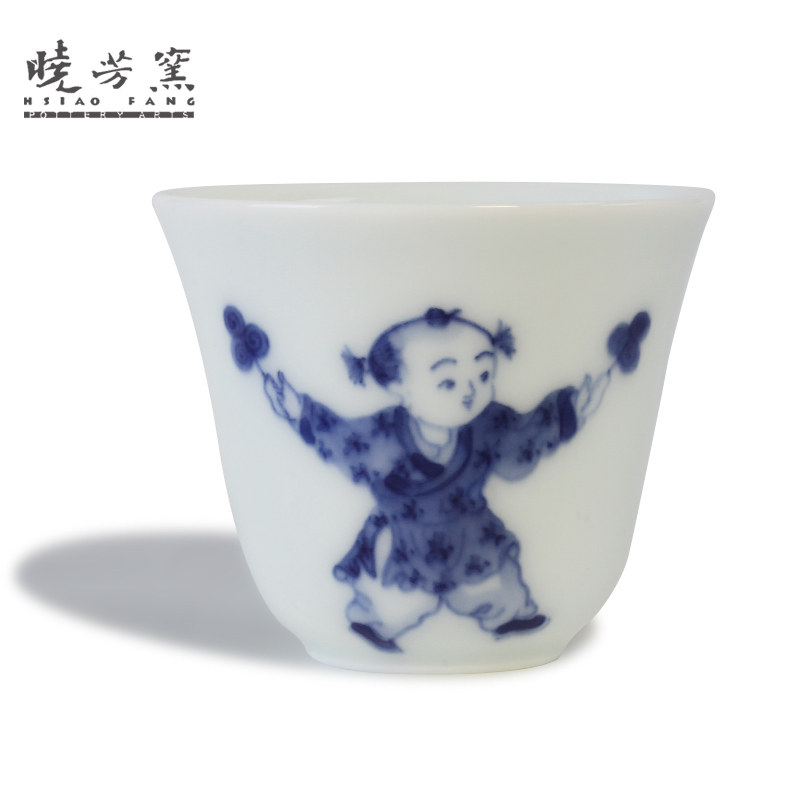 Taiwanese pottery virtuoso Cai Xiaofang Xiaofang kiln hand painted green flower porcelain baby drama Qingquan cup tea cup tea drinking cup single cup