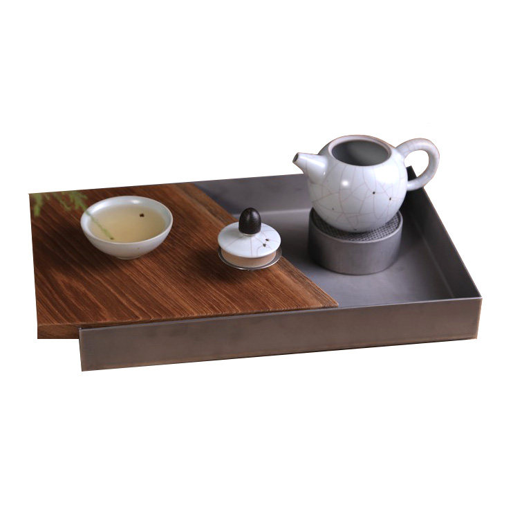 Taiwan Zhangg Ming tea tea set with stainless steel wood tea tray 30X20 Domestic storage type dry foam table