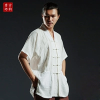 Yun Xiufang cổ đại Trung Quốc phong cách đàn ông mùa hè trung niên cổ điển tay ngắn Tang phù hợp với quần áo nam lanh Trung Quốc trang phục cha quan ao dan toc