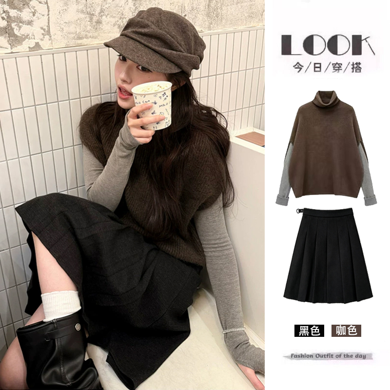 Maternity Wear Autumn Set 2026 New Style Dress Stylish Top Vest High-End Half Skirt Autumn and Winter
