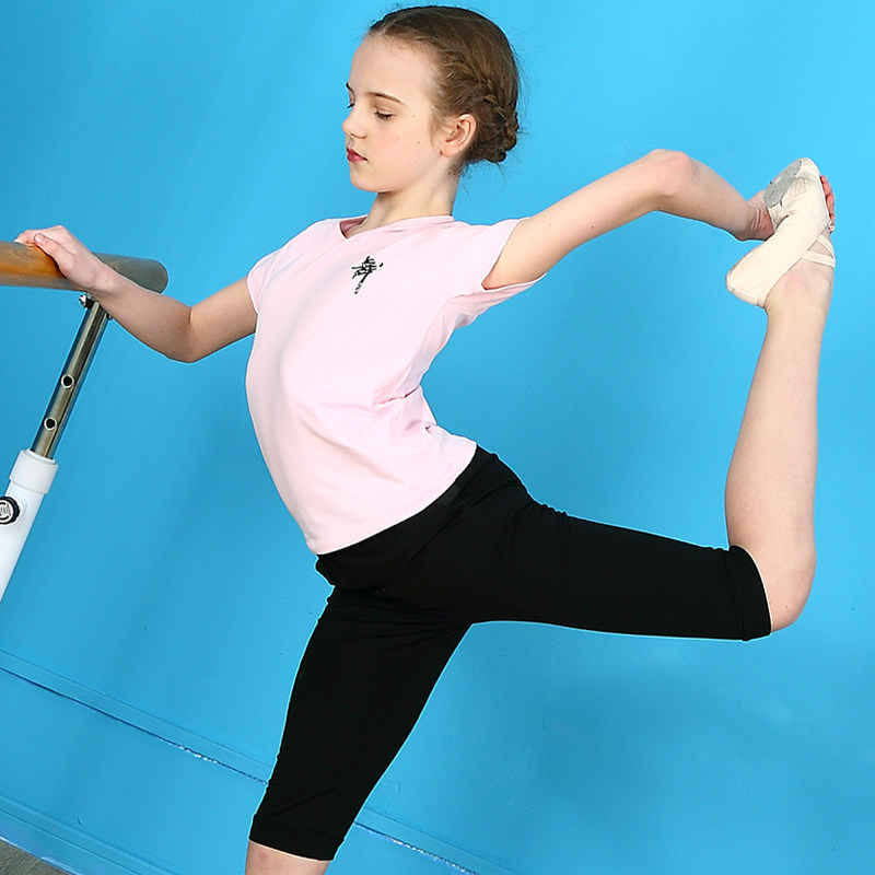 Children's dance costume girls autumn and winter practice clothes cotton long sleeves short sleeves Chinese dance Latin dance costume split set
