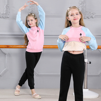 Childrens dance clothing female Chinese dance practice uniform Dance Dance long sleeve sweater 2021 autumn and winter split padded velvet suit