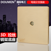 International electrician champagne gold brushed switch socket type 86 concealed household weak current one-bit TV branch socket