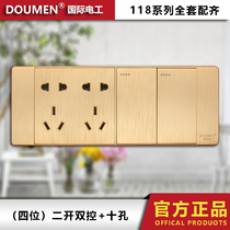 International electrician 118 concealed drawing Gold switch socket panel four position two open dual control switch ten hole socket