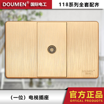 International electrician type 118 concealed brushed gold switch socket panel household combination one-seat TV socket