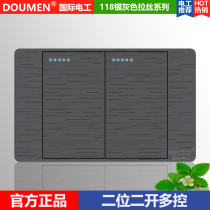 International electrician 118 concealed silver dark gray combination switch socket panel household two-position two-on multi-control switch