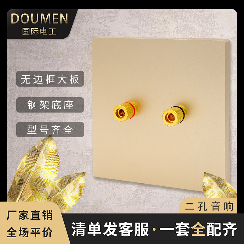 International electrician champagne gold wall switch socket panel 86 type concealed household two-hole audio audio socket