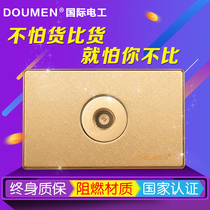 International electrician one TV cable closed circuit socket type 118 champagne gold round combination switch socket package