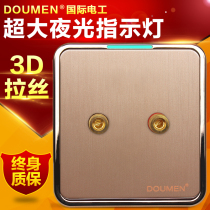 International Electrician Switch Socket Champagne Gold 86 Type Socket 2 Holes Diheaded Sound Post Audio Speaker Socket